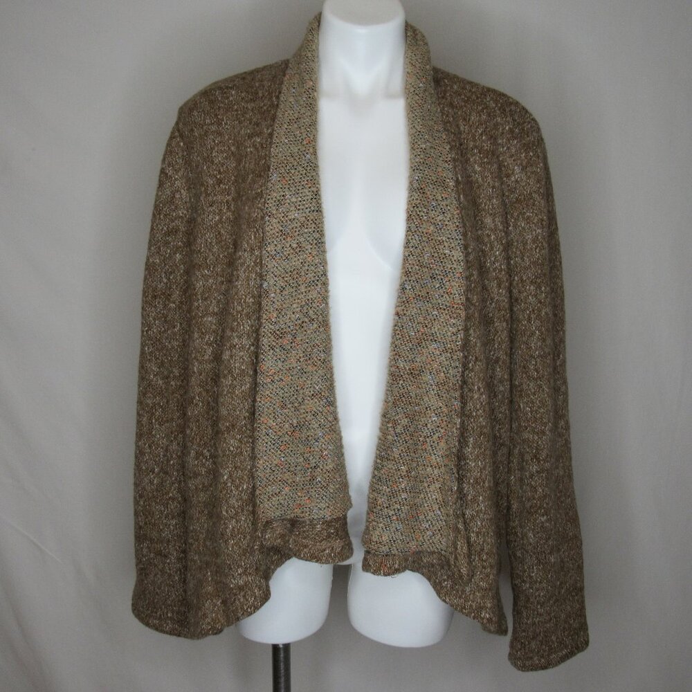 Miss Me Brown Marled Open Swing Cardgian Sweater Women's L Large